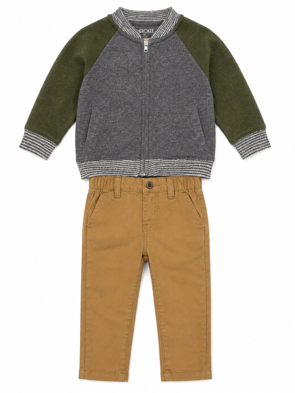 Cherokee OshKosh Boys 3T Jacket Khaki Pants 2 Piece Outfit Set